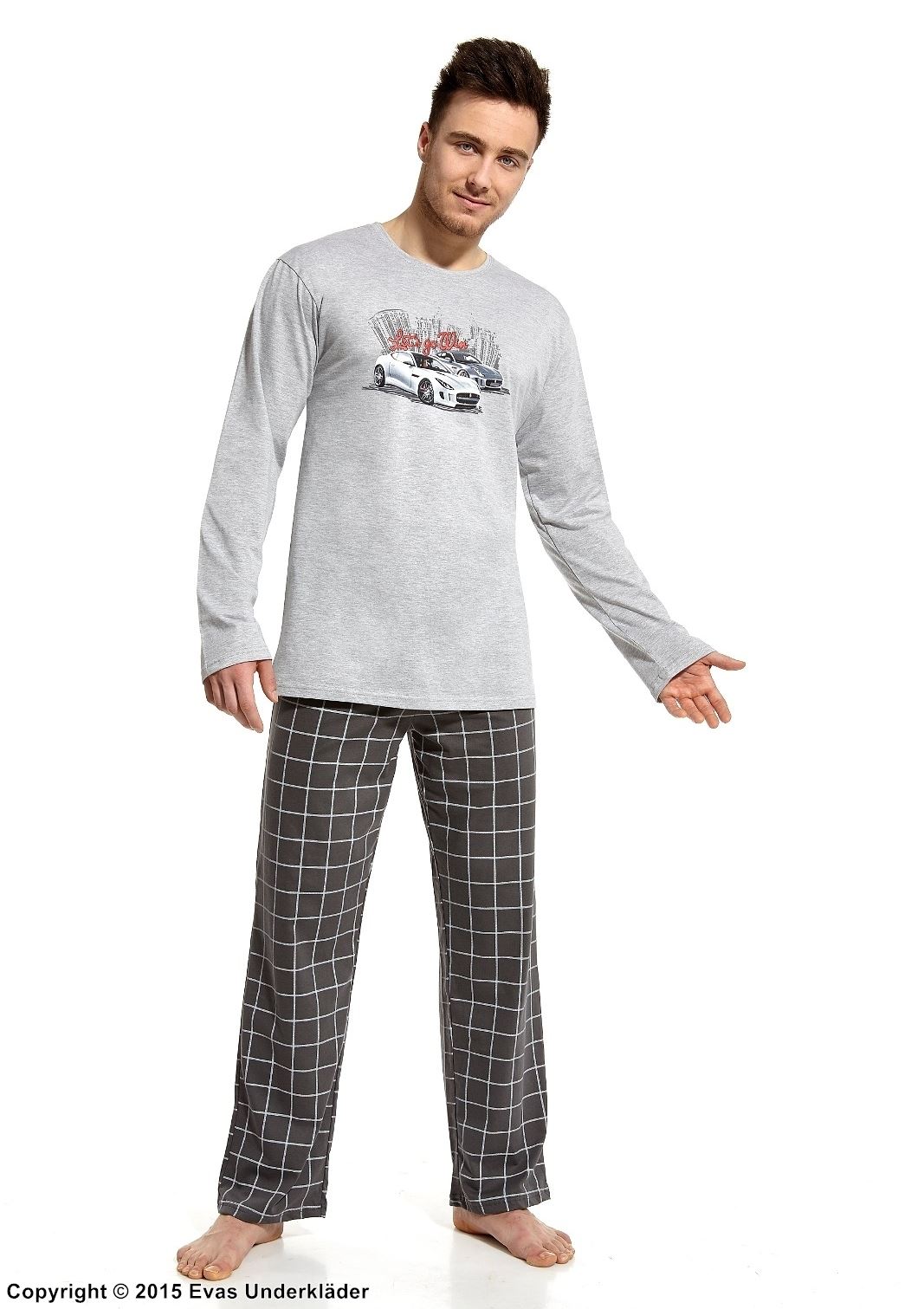 Pyjamas med sportigt bil-tryck